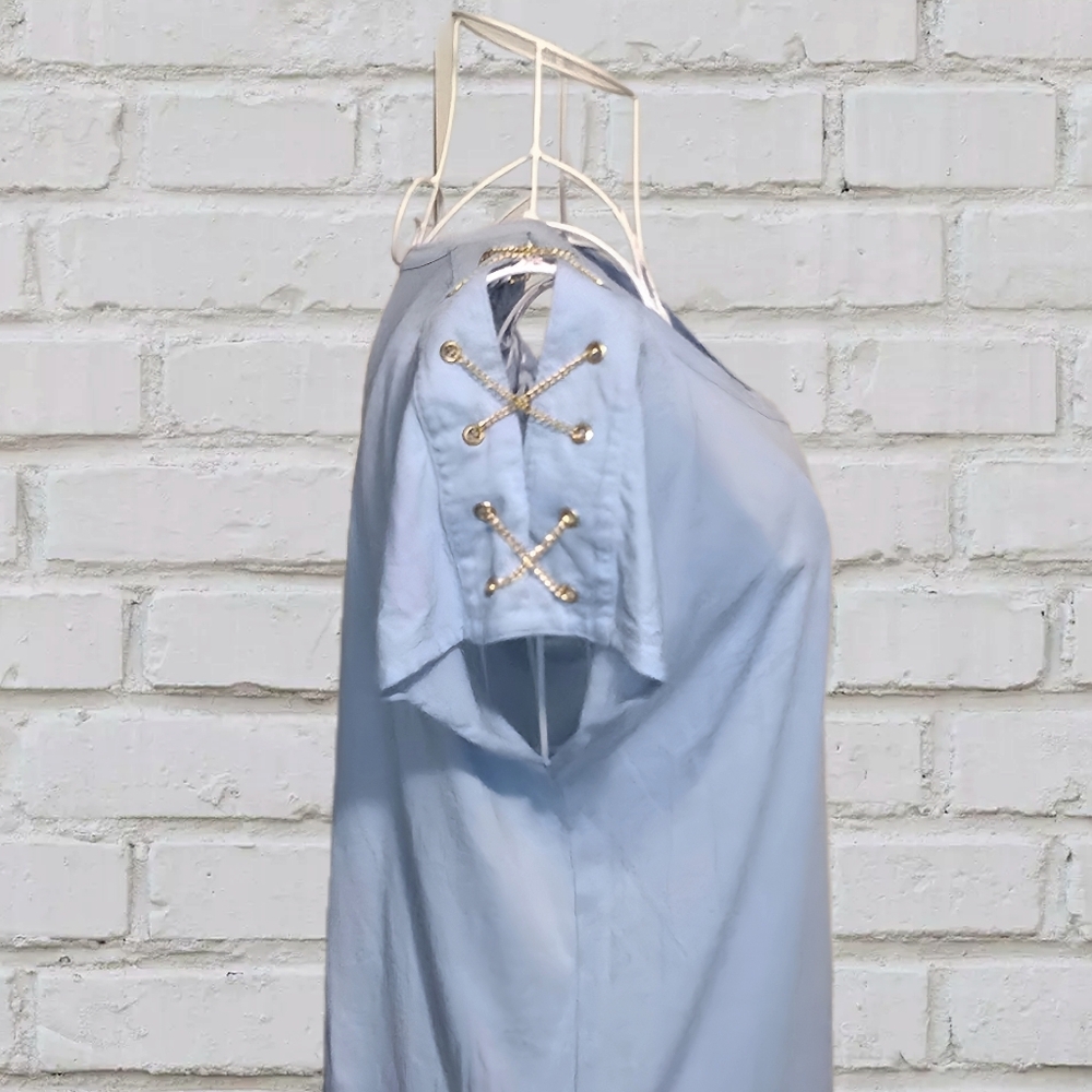 Michael Kors Light Blue With Chains On Short Sleeves.